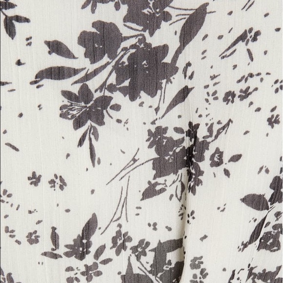 Floral Handkerchief Hem Long Sleeve Satin Dress - Picture 5 of 5